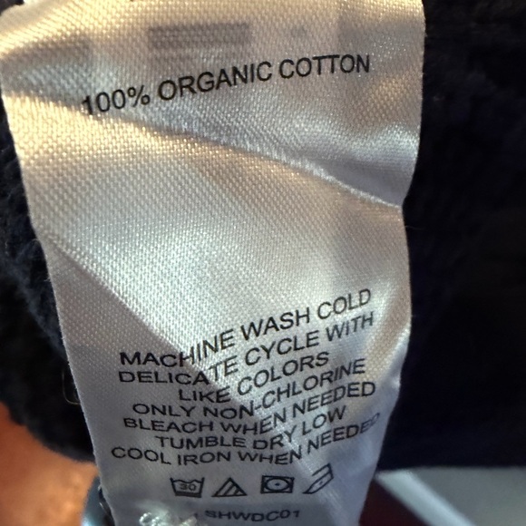 Quince Organic Cotton Cable Knit Cardigan Navy Oversized S Chunky Sweater - Picture 3 of 4